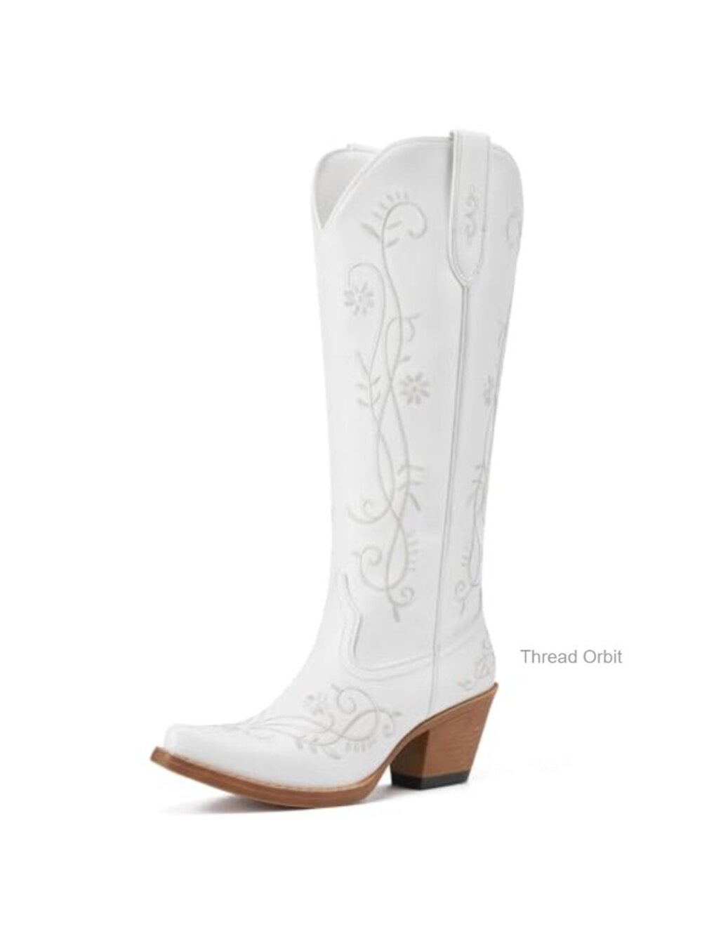 Women's Knee High Western Cowboy Boots Snip Toe Block Heel Pull On